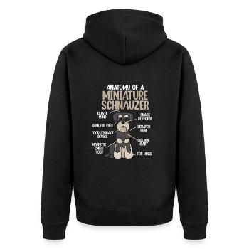 Zwergschnauzer - Unisex Premium Bio Zip Hoodie - Schwarz - Hinten - Nico (187cm)