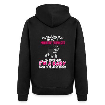 Zwergschnauzer - Unisex Premium Bio Zip Hoodie - Schwarz - Hinten - Nico (187cm)