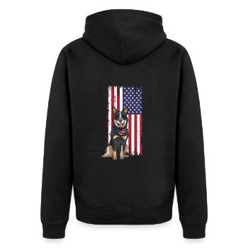 Australian Cattle Dog - Unisex Premium Bio Zip Hoodie - Schwarz - Hinten - Nico (187cm)
