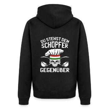 Koch Italien Küche - Schöpfer Gegenüber - Unisex Premium Bio Zip Hoodie - Schwarz - Hinten - Nico (187cm)