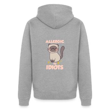 Allergique aux idiots - Veste à capuche bio Premium Unisexe - gris chiné - Dos - Nico (187cm)