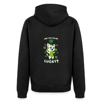 Are you lucky? - Unisex Premium Organic Zip Hoodie - black - Back - Nico (187cm)