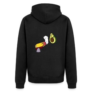 Avocado Zirkus Kanone - Unisex Premium Bio Zip Hoodie - Schwarz - Hinten - Nico (187cm)