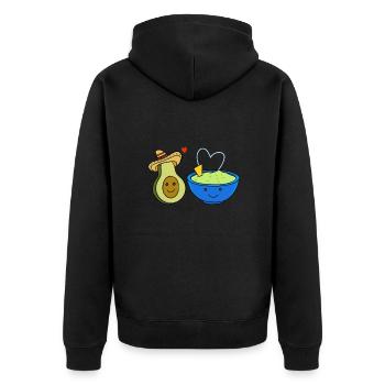 Avocado Guacamole Liebe - Unisex Premium Bio Zip Hoodie - Schwarz - Hinten - Nico (187cm)