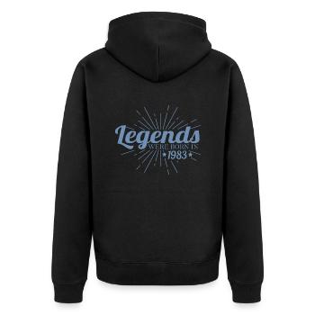 Des légendes sont nées en 1983 - Veste à capuche bio Premium Unisexe - noir - Dos - Nico (187cm)