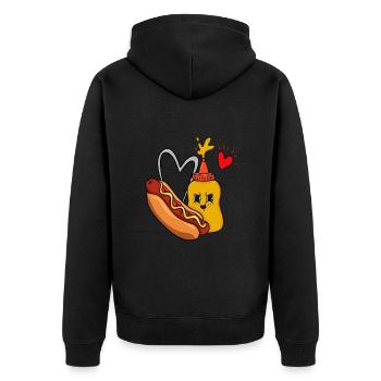 Hotdog und Senf - Unisex Premium Bio Zip Hoodie - Schwarz - Hinten - Nico (187cm)