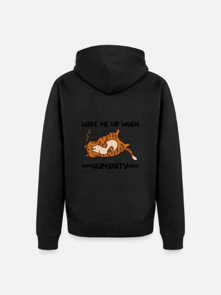 Kat grappig grappig - Uniseks Premium bio ziphoodie - zwart