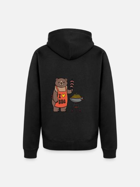 I love Bbq Bear - Unisex Premium Organic Zip Hoodie - black