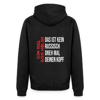 Geh Mal Bier Holen Lustige Alkohol Sprüche - Unisex Premium Bio Zip Hoodie - Schwarz - Hinten - Nico (187cm)