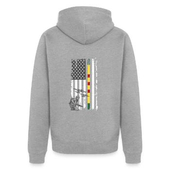 Vietnam Veteran - Unisex Premium Organic Zip Hoodie - heather grey - Back - Nico (187cm)