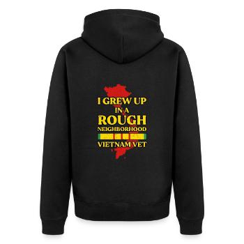 Vietnam Veteran - Unisex Premium Organic Zip Hoodie - black - Back - Nico (187cm)