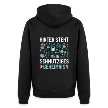 Hinten Steht Mein Schmutziges Geheimnis Garten - Unisex Premium Bio Zip Hoodie - Schwarz - Hinten - Nico (187cm)