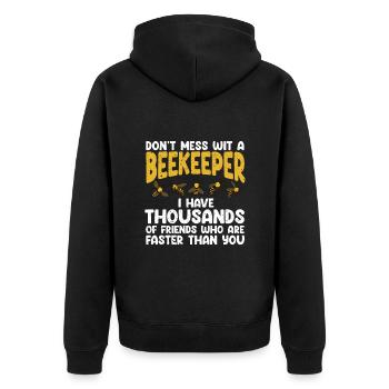 Beekeeper Bees Gift - Unisex Premium Organic Zip Hoodie - black - Back - Nico (187cm)