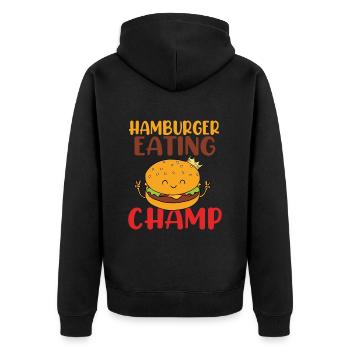 Hamburger Eating Champ - Unisex Premium Bio Zip Hoodie - Schwarz - Hinten - Nico (187cm)