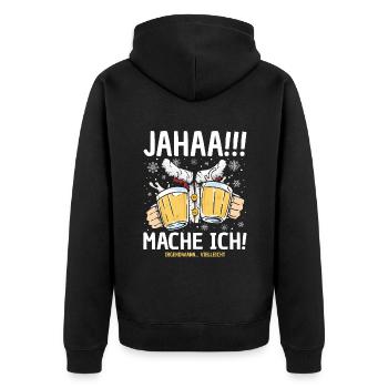 Jaha Mache Ich - Witzig Weihnachtsmann Bier Saufen - Unisex Premium Bio Zip Hoodie - Schwarz - Hinten - Nico (187cm)