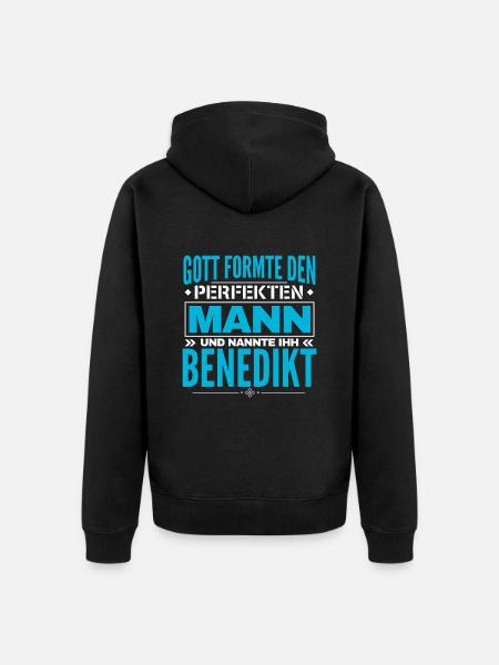 Benedikt Name Design - Unisex Premium Bio Zip Hoodie - Schwarz