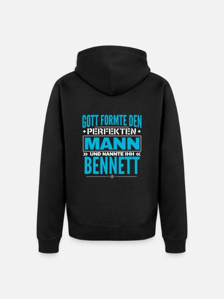 Bennett Name Design - Unisex Premium Bio Zip Hoodie - Schwarz