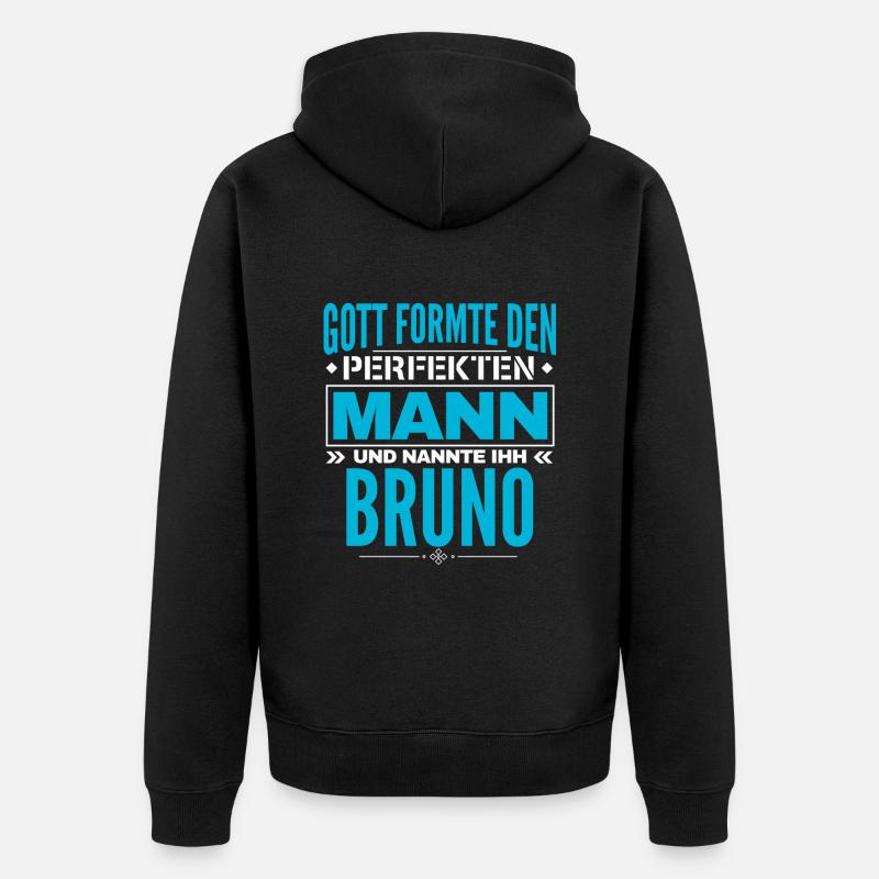 Bruno Name Design - Unisex Premium Bio Zip Hoodie - Schwarz