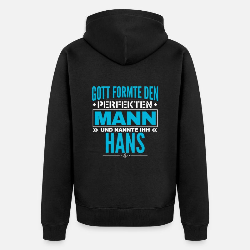 Hans Name Design - Unisex Premium Bio Zip Hoodie - Schwarz