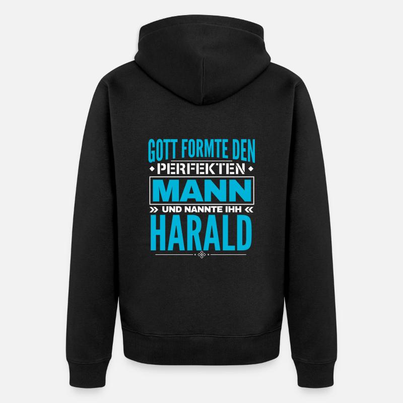 Harald Name Design - Unisex Premium Bio Zip Hoodie - Schwarz