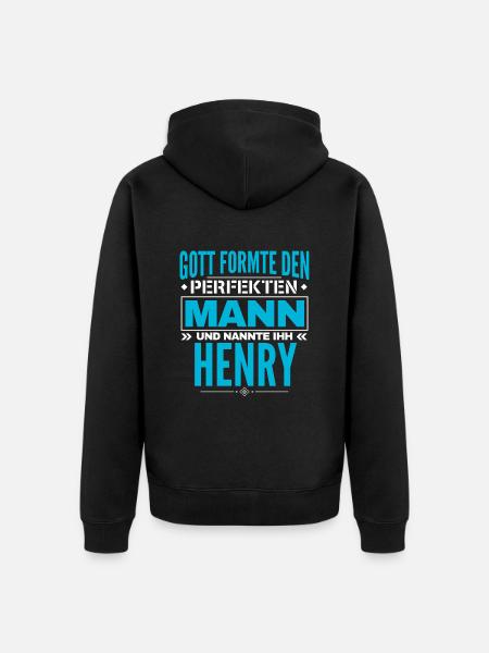 Henry Name Design - Unisex Premium Bio Zip Hoodie - Schwarz