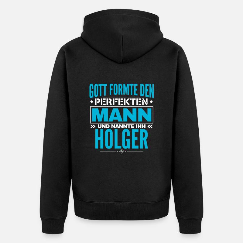 Holger Name Design - Unisex Premium Bio Zip Hoodie - Schwarz