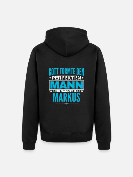 Markus Name Design - Unisex Premium Bio Zip Hoodie - Schwarz