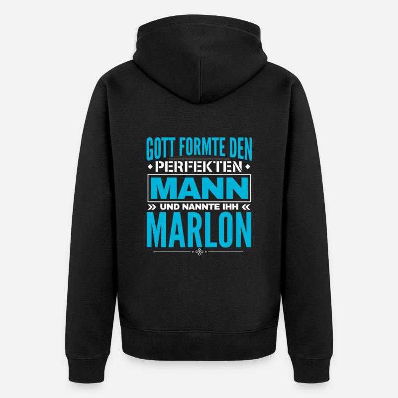 Marlon Name Design - Unisex Premium Bio Zip Hoodie - Schwarz