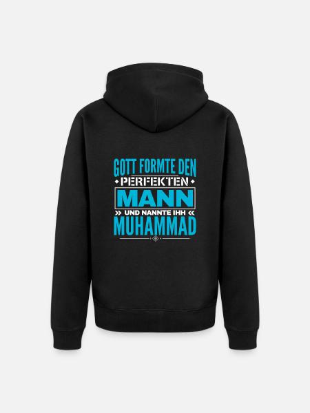 Muhammad Name Design - Unisex Premium Bio Zip Hoodie - Schwarz