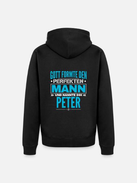 Peter Name Design - Unisex Premium Bio Zip Hoodie - Schwarz