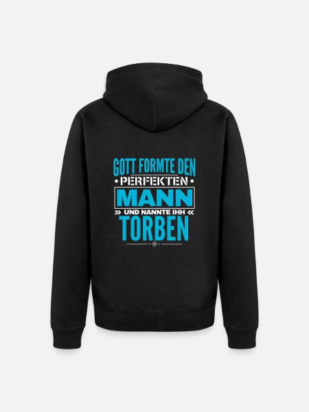 Torben Name Design - Unisex Premium Bio Zip Hoodie - Schwarz