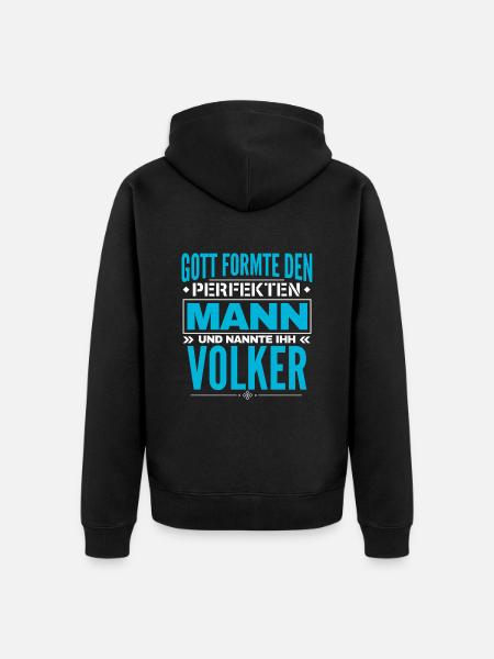 Volker Name Design - Unisex Premium Bio Zip Hoodie - Schwarz