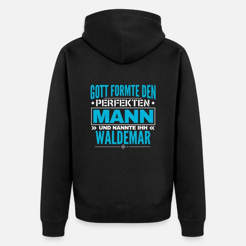 Waldemar Name Design - Unisex Premium Bio Zip Hoodie - Schwarz