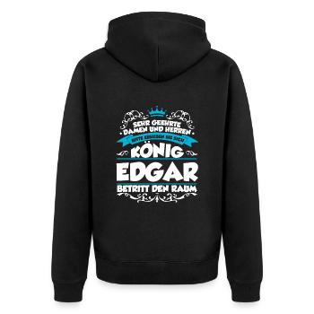 Edgar Name Design - Unisex Premium Bio Zip Hoodie - Schwarz - Hinten - Nico (187cm)