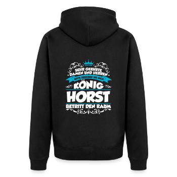 Horst Name Design - Unisex Premium Bio Zip Hoodie - Schwarz - Hinten - Nico (187cm)