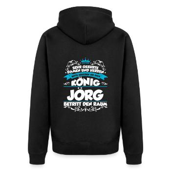 Jörg Name Design - Unisex Premium Bio Zip Hoodie - Schwarz - Hinten - Nico (187cm)