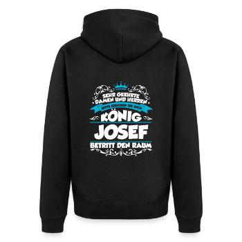 Josef Name Design - Unisex Premium Bio Zip Hoodie - Schwarz - Hinten - Nico (187cm)