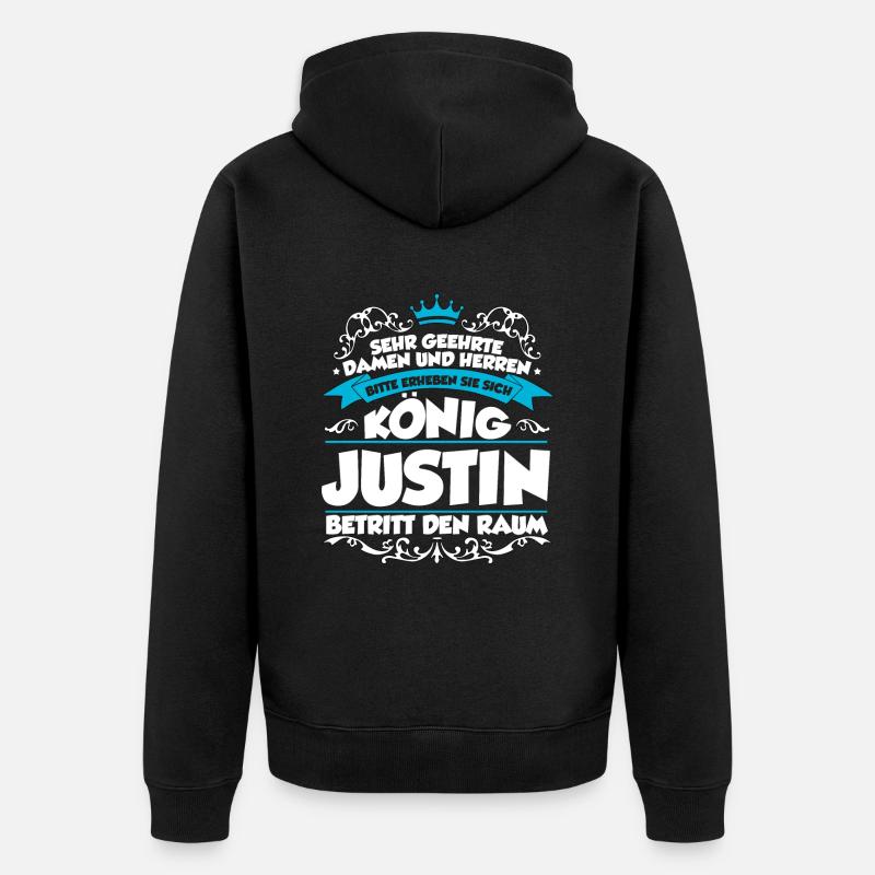 Justin Name Design - Unisex Premium Bio Zip Hoodie - Schwarz