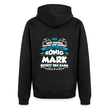 Mark Name Design - Unisex Premium Bio Zip Hoodie - Schwarz - Hinten - Nico (187cm)