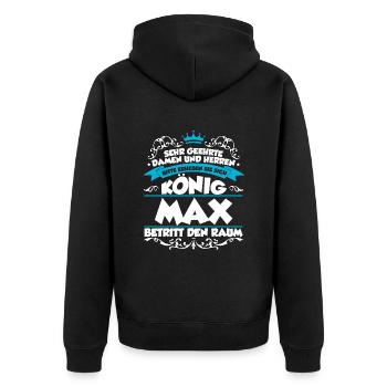Max Name Design - Unisex Premium Bio Zip Hoodie - Schwarz - Hinten - Nico (187cm)