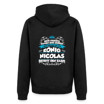 Nicolas Name Design - Unisex Premium Bio Zip Hoodie - Schwarz - Hinten - Nico (187cm)