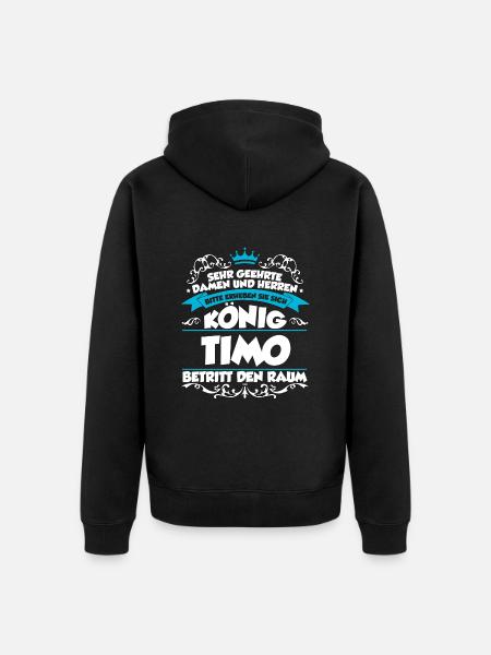 Timo Name Design - Unisex Premium Bio Zip Hoodie - Schwarz