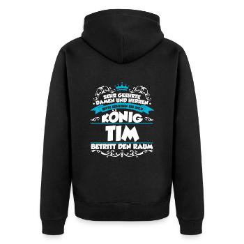 Tim Name Design - Unisex Premium Bio Zip Hoodie - Schwarz - Hinten - Nico (187cm)