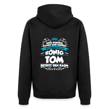 Tom Name Design - Unisex Premium Bio Zip Hoodie - Schwarz - Hinten - Nico (187cm)