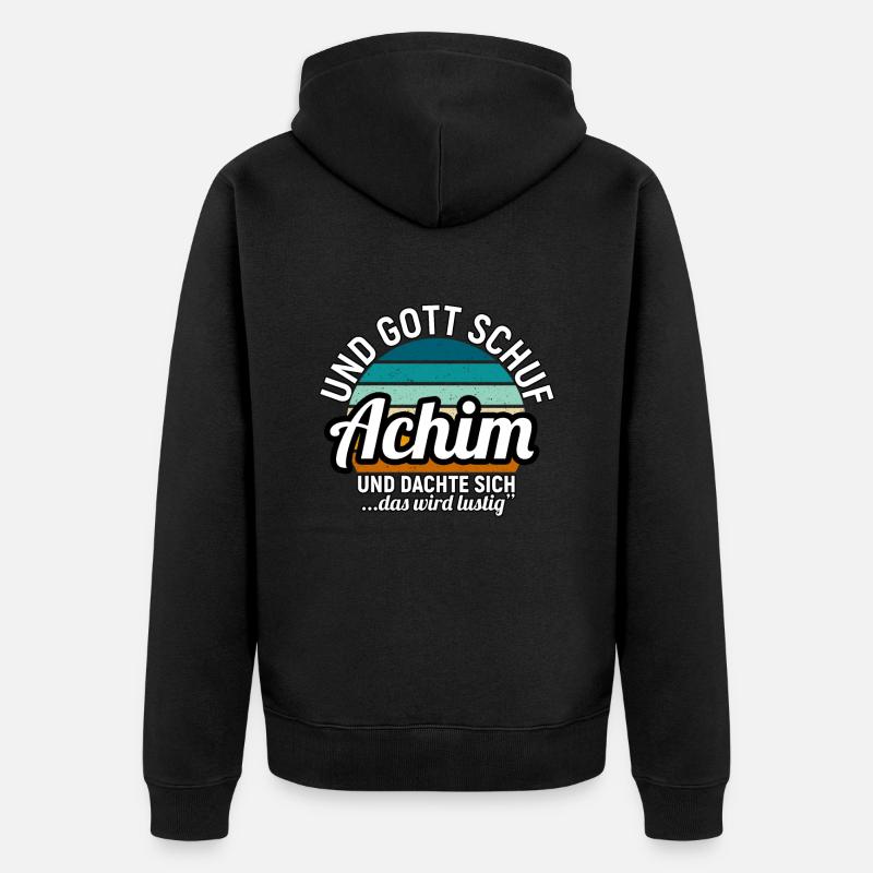 Achim - Unisex Premium Bio Zip Hoodie - Schwarz