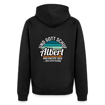 Alfred - Unisex Premium Bio Zip Hoodie - Schwarz - Hinten - Nico (187cm)