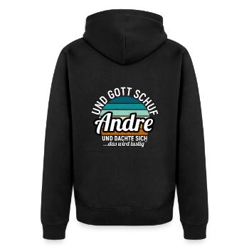 Andreas - Unisex Premium Bio Zip Hoodie - Schwarz - Hinten - Nico (187cm)