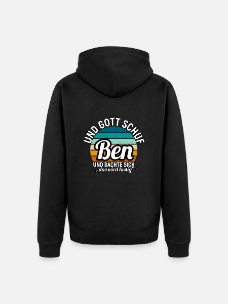 Benedikt - Unisex Premium Bio Zip Hoodie - Schwarz