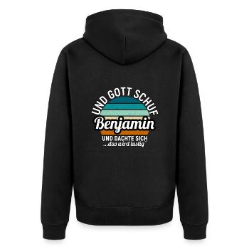 Bennett - Unisex Premium Bio Zip Hoodie - Schwarz - Hinten - Nico (187cm)