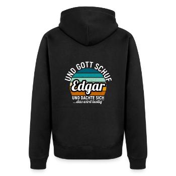 Elias - Unisex Premium Bio Zip Hoodie - Schwarz - Hinten - Nico (187cm)
